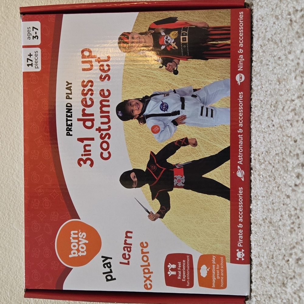 Born Toys 3-in-1 Kids' Dress Up & Pretend Play Set-Kids Ages 3-7 NWT